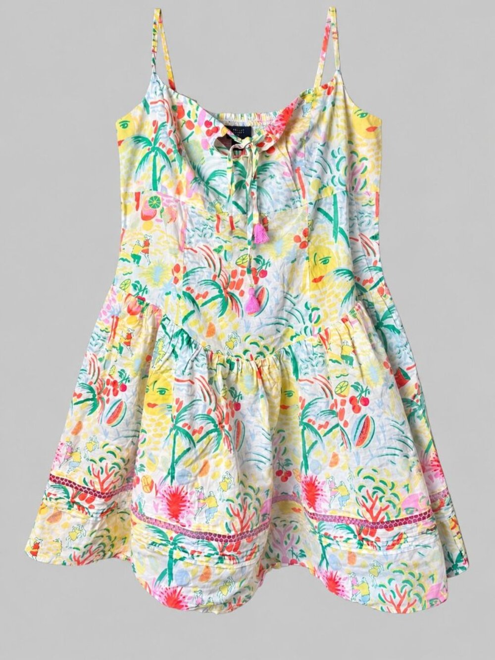 Roller Rabbit Women's M Tropical Print Sundress Boho Resort Beach Vacation Mini
